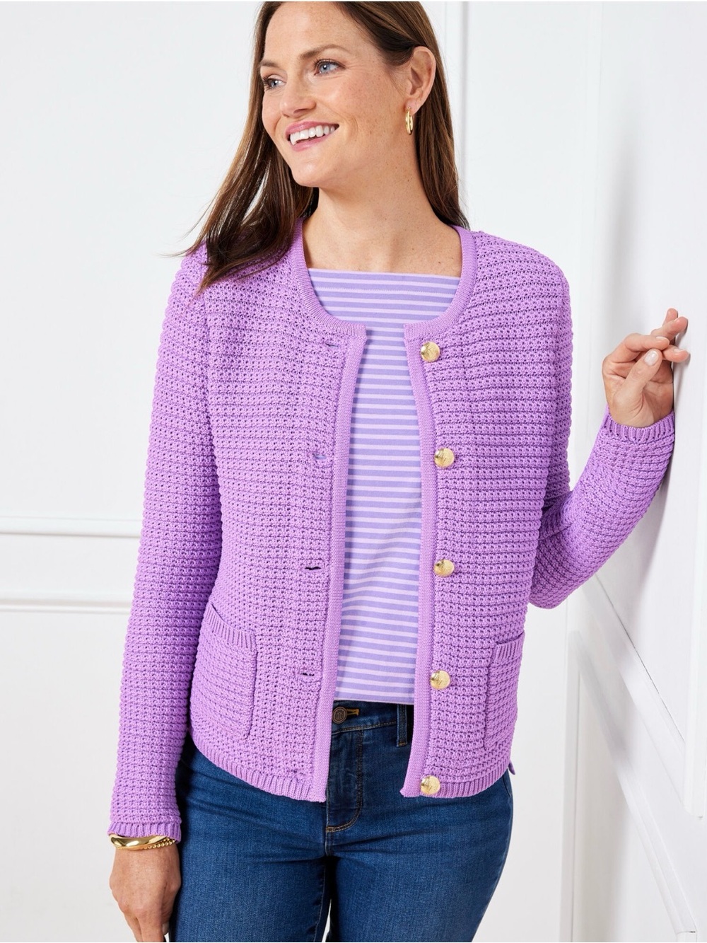 Talbots Kate Cardigan Wisteria Purple Size X Plus
